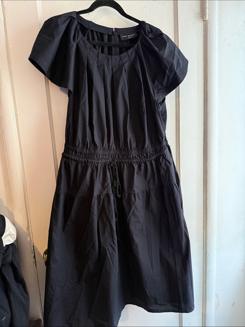 Lane Bryant Black Midi Dress with Gathered Waist